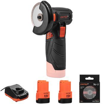 Dnipro-m Amoladora Angular Cg-12bc Ultra 12v Brushless - Mini Radial 76mm 18.500rpm, 2 Baterías 2ah, Cargador Y 5 Discos