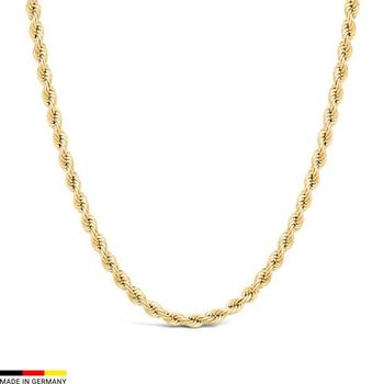 Cadena de cordón de oro amarillo de 14 quilates de 4 mm de grosor