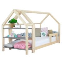 cama cabana con estante 120 x 190 natural y gris