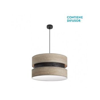 Colgante Colet 2xe27 Negro/madera Gris Regx50x50 Cm