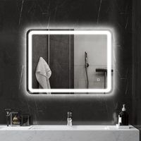 espejo de bano con luces de vidrio templado homcom 60x4x80 cm plata