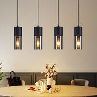 nettlife lampara colgante  para mesa de comedor e27 4 llamas led ajustable pantalla de cristal moderna