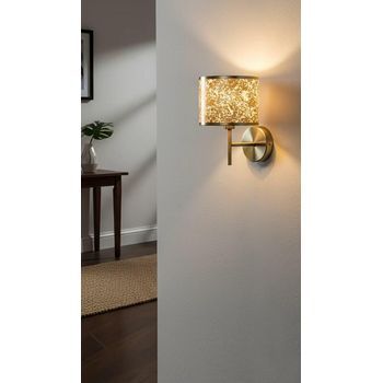 Bel Air Home - Pack De 7 Lamparas Nadine: 3 Colgantes, 1 Pie De Salon, 1 Aplique De Pared Y 2 Sobremesa - (cuero/oro)