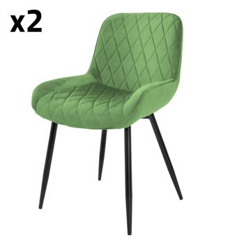 2x Sillas de comedor verde salvia tapizado con respaldo y apoyabrazos