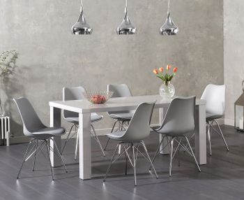 Atlanta 160cm Light Grey High Gloss Dining Table with Celine Chrome Leg Chairs