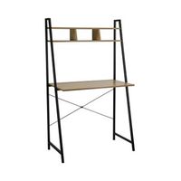 escritorio metalico con estanteria organizadora de madera oyam 142x84x46cm 7house