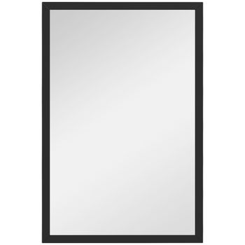 HOMCOM Espejo mural rectangular 60 x 40 cm, marco de madera negro, ideal para baño, salón o dormitorio