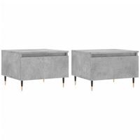juego de 2 mesas de centro con cajon 50 x 46 x 35 cm madera de ingenieria gris y metal dec040395