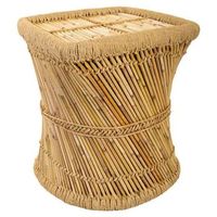 mesa auxiliar de bambu marron 43x43x47