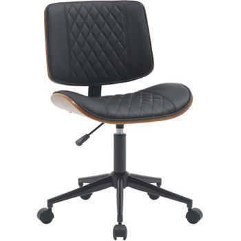 Silla De Oficina Plover Polipiel Madera Nogal/negro 54x50x82 Cm Clp