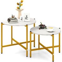 mesa de centro costway redonda juego de 2 - metal - balcon