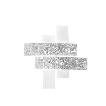 Plafón Grande Lara De Cristal Blanco Con Detalles En Pan De Plata 91x91cm, 4 Luces E27, Ip20, Máx 4x52w, Estilo Moderno, Bombillas Excluidas