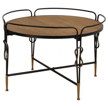 Mesa de centro de madera y metal negra 78x78x53