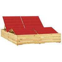 tumbona de jardin  silla  sillon exterior doble y cojines rojos madera pino impregnada cfw185975