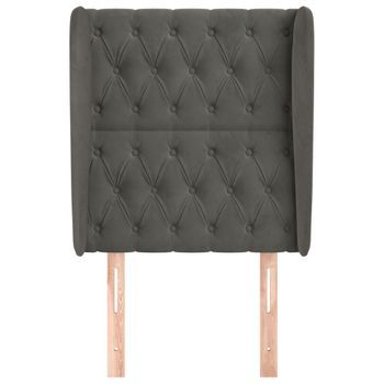 Cabecero Cama Mueble De Dormitorio Con Orejas De Terciopelo Oscuro 83 X 23 X 118/128 Cm Gris M02_0003950