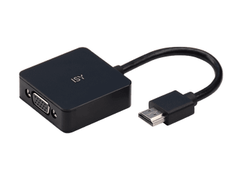 Adaptador cable - ISY IAD-1007, Plug & Play, HDMI a VGA, Resolución 1920 x 1080 pixeles, Negro