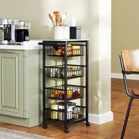 carrito de cocina de acero mdf homcom 495x31x91 cm gris claro