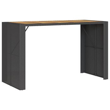 Mesa De Jardín | Mesa De Exterior Superficie De Madera Ratán Pe Negro 185x80x110cm