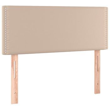 Cabecero Cama Mueble De Dormitorio Con Led Cuero Sintético Capuchino 80 X 5 X 78/88 Cm Marrón M02_0000204