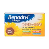 benadryl allergy relief 10mg one a day - 14 tablets