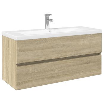 Set De Muebles De Baño 2 Pzas Cerámica Y Madera De Ingeniería Vidaxl