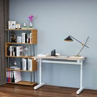 escritorio de pie de mdf metal vinsetto 120x60x72-117cm-natural