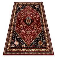 alfombra de lana kashqai 4364 301 oriental marco burdeos  negro 80x160 cm