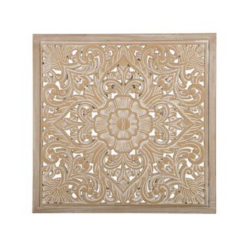 Decoración De Pared De Madera Clara 60 X 60 Cm Cuadrado Oriental Yonora