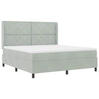 cama con box spring led y colchon gris claro 180 x 200 cm