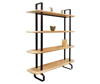 Estantería alta napi salón estilo industrial en roble nordish claro y negro 150x180x35 cm