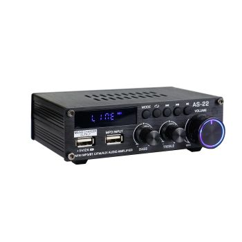 Amplificador de Potencia Integrado de 2 Canales Clase D Hi-Fi con Bluetooth Mini Stereo Digital AirAux AS-22 45W RMS MÁX