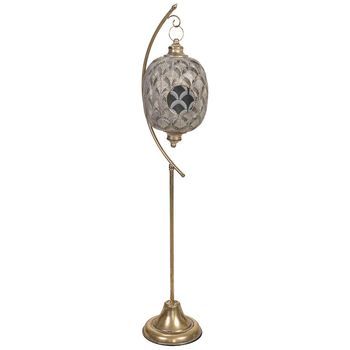 Portavelas De Metal Dorado 29.5x25x131h Cm