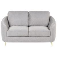 sofa 2 plazas de poliester gris claro dorado curvilineo patas metal glamour trosa