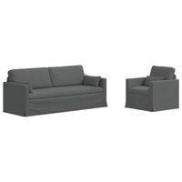 juego de sofa 2 pcs gris oscuro 198 x 78 x 80 cm tela vidaxl