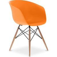 silla de comedor diseno escandinavo patas madera natural - polin naranja