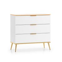 comoda 3 cajones y dorado fachada de mdf blanco