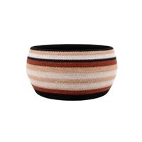 cesta baja a rayas de hierbas marinas marron y beige 26x20cm