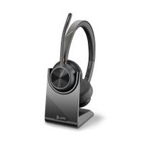 hp poly auriculares poly voyager 4320 usb-c  adaptador bt700  soporte de carga