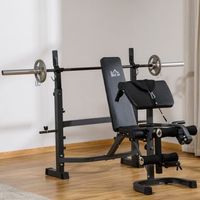 banco de musculacion inclinable homcom acero pu 187x140x136cm negro