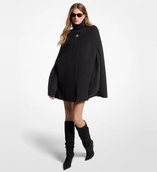 Michael Kors para mujer. MF620MWGBX Capa de mezcla de lana negro (M), Casual, Clásico