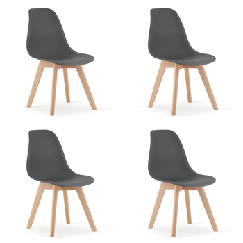 Set De 4 Silla De Comedor Polipropileno Valora Kito Asiento Ergonómico Gris Oscuro