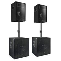 pack de sonido vonyx 1700w rms 2 altavoces 10 y 2 subwoofers 15