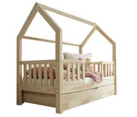 cama cabana 90x190 con barandilla somier y cajon daisy madera