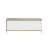 mueble de tv 2 puertas y 2 cajones l130 cm - roble y blanco