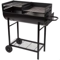 barbacoa de carbon portatil doble parrilla regulable 97x42x96 cm negro