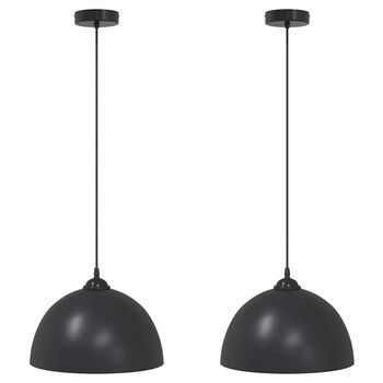 Lámparas Colgantes 2 Uds Regulable En Altura E27 Negro Ø 30 Cm Vidaxl