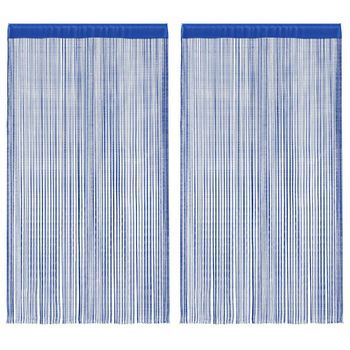 Cortinas De Flecos 2 Piezas 100x250 Cm Azul Vidaxl
