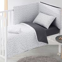 funda nordica cuna 100 algodon diseno estrellas 60 x 120 cm - gris - burrito blanco