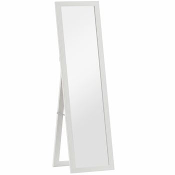HOMCOM Espejo de Cuerpo Entero 157x37 cm con Marco de MDF Espejo de Pie Inclinado o Colgante Blanco Veteado