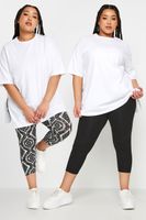 yours juego 2 leggings capri negro y estampado ikat mujer curvy y tallas grandes yours